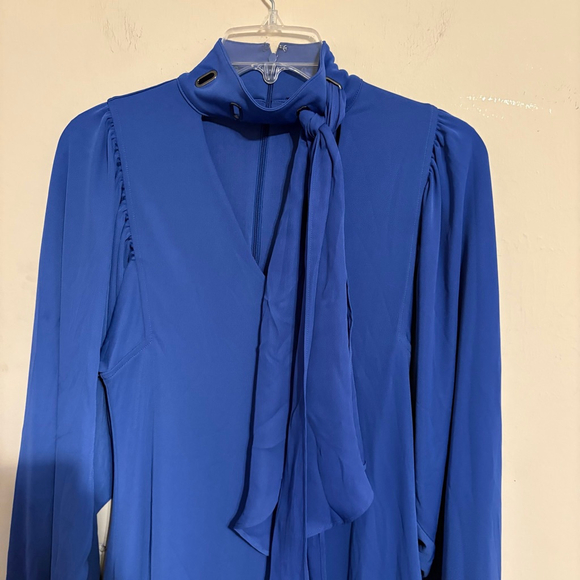 White House Black Market Blue Scarf Neck Shift Dress XS - Picture 9 of 16